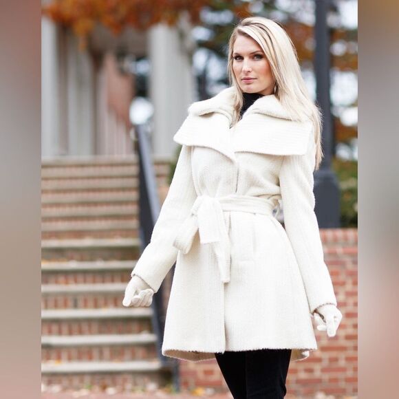 BCBG Victoria Pea Coat Removable Lambskin Hood Jacket - Picture 10 of 10